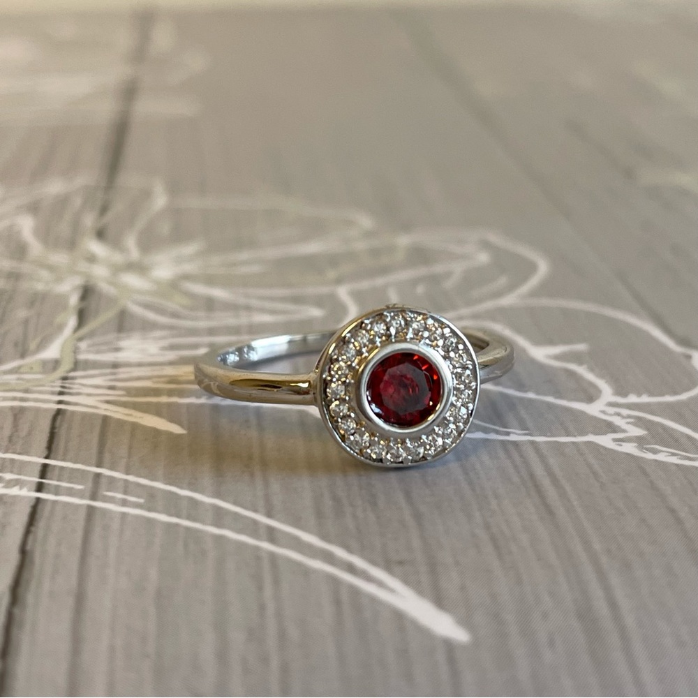 Ruby Cz Sterling Silver Ring Ruby Red Cz Ring - image 2